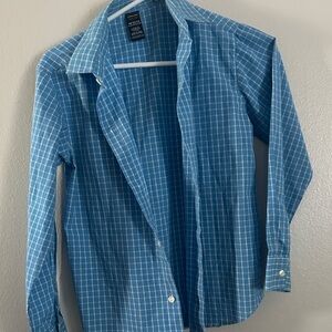 Men's Blue Plaid Casual Button Down Shirt